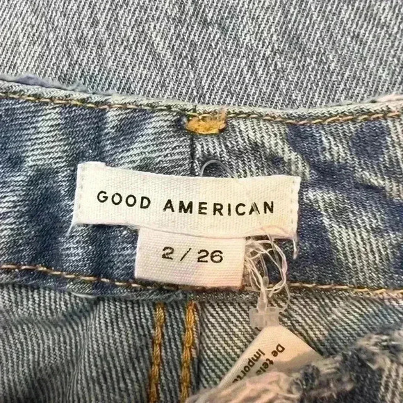 Good American 90’s Icon High Rise Straight Leg Distressed Jeans Size 2/26 - Picture 7 of 8